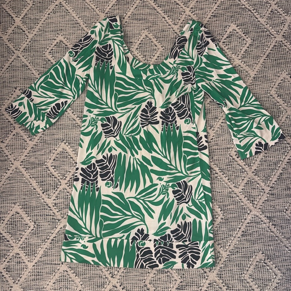Diane von Furstenberg Green Palm Retro Silk Mini Dress size 14